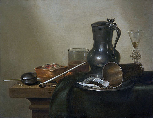 Tobacco Still Life, 1637 | Claesz Heda | Gemälde Reproduktion