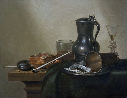 Tobacco Still Life, 1637 by Claesz Heda | Painting Reproduction