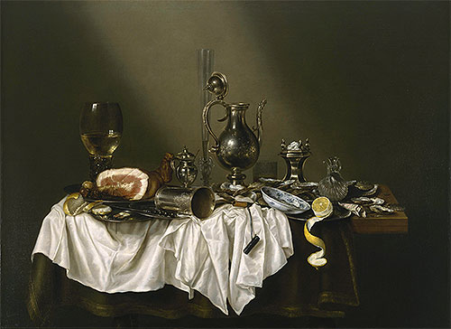 Banquet Piece with Ham, 1656 | Claesz Heda | Painting Reproduction