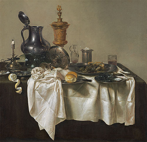 Banquet Piece with Mince Pie, 1635 by Claesz Heda | Painting Reproduction