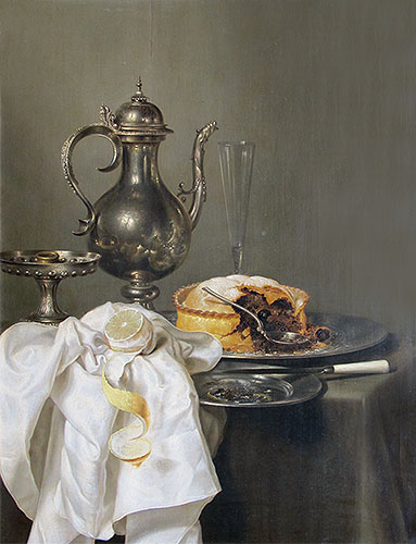 Still Life with Silver Ewer and Pie, 1645 | Claesz Heda | Painting Reproduction