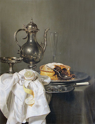 Stillleben mit silbernem Krug und Pastete, 1645 | Claesz Heda