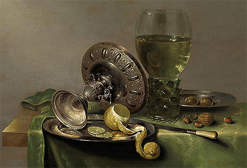 Still Life with a Tazza, Peeled Lemon and Roemer, c.1630 | Claesz Heda | Gemälde Reproduktion