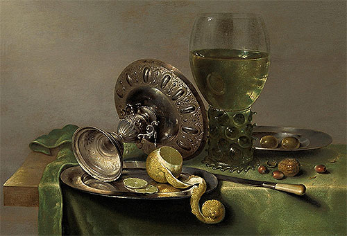 Still Life with a Tazza, Peeled Lemon and Roemer | Claesz Heda | Painting Reproduction