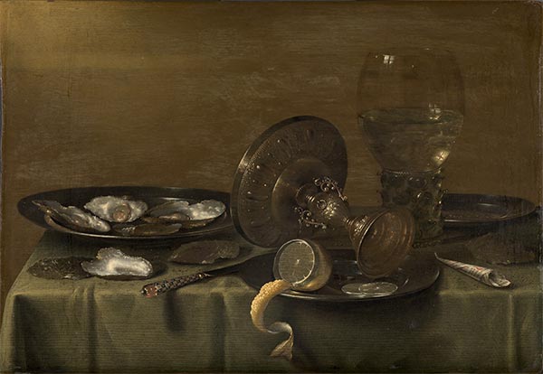 Frühstücksstillleben mit Silbertazza, 1630s | Claesz Heda | Gemälde Reproduktion