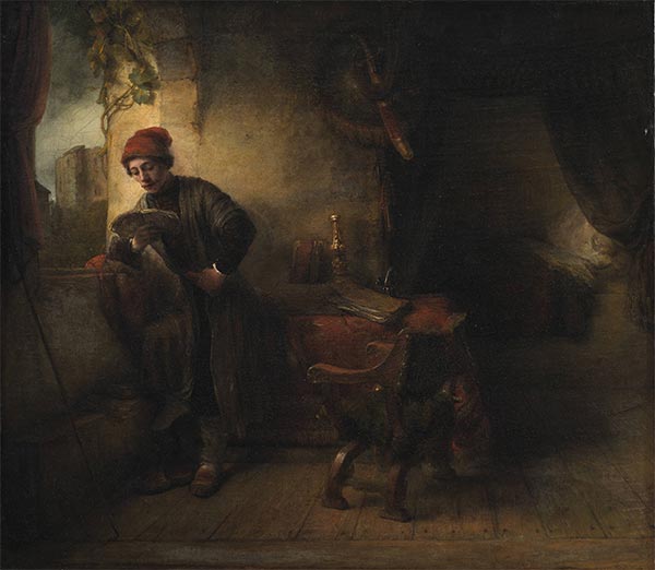 Der Student (Stehender junger Mann am Fenster in seiner Studienlesung), a.1653 | Willem Drost | Gemälde Reproduktion