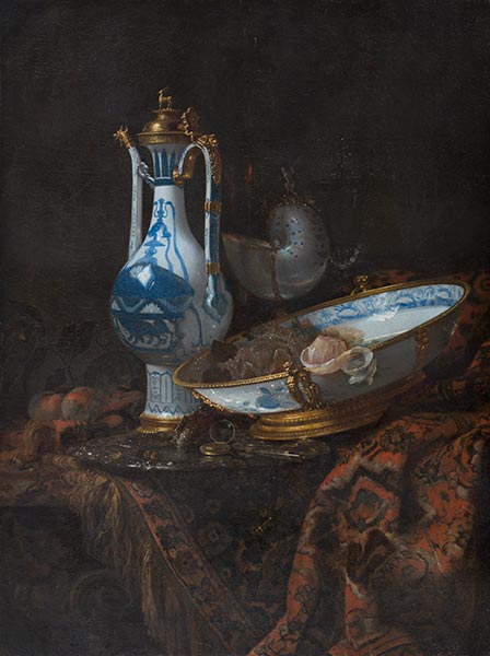 Still Life with Ewer and Basin, Fruit and Nautilus Cup, c.1660 | Willem Kalf | Painting Reproduction