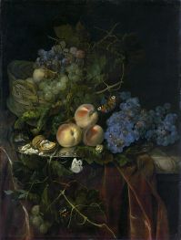 Still Life with Fruits, Mouse, and Butterflies | Willem van Aelst | Painting Reproduction