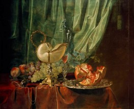 Stillleben mit Nautiluspokal und Granatapfel | Willem van Aelst | Gemälde Reproduktion