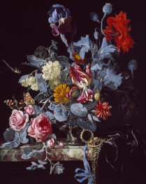 Eine Vase mit Blumen und einer Uhr | Willem van Aelst | Gemälde Reproduktion