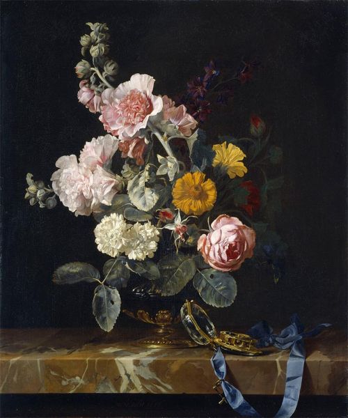 Vase with Flowers and Pocket Watch, 1656 by Willem van Aelst | Painting Reproduction