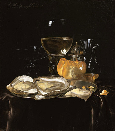Still Life with a Roemer and Dish of Oysters, 1675 | Willem van Aelst | Gemälde Reproduktion