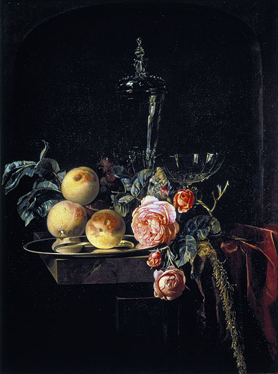 Roses and Peaches, 1659 | Willem van Aelst | Painting Reproduction