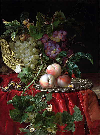Still Life with Grapes and Peaches, n.d. by Willem van Aelst | Painting Reproduction