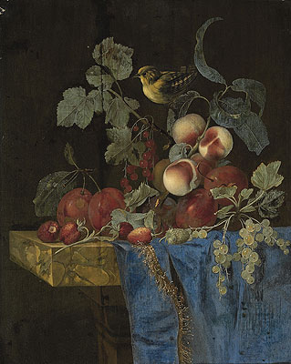 Still Life with Fruits and a Finch, undated | Willem van Aelst | Painting Reproduction