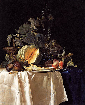 Still Life with Fruit and Crystal Vase, 1652 | Willem van Aelst | Painting Reproduction