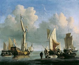 Ships off the Coast, 1672 by Willem van de Velde | Painting Reproduction