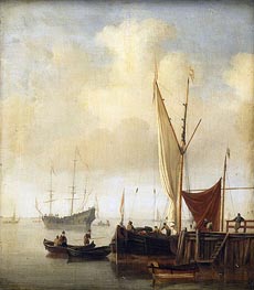 Harbor Scene, c.1650/07 by Willem van de Velde | Painting Reproduction