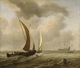 Two Kaags at Sea Before a Fresh Breeze | Willem van de Velde | Gemälde Reproduktion