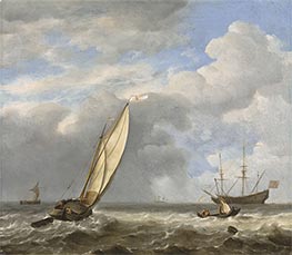 A Dutch Kaag in a Light Breeze, n.d. by Willem van de Velde | Painting Reproduction