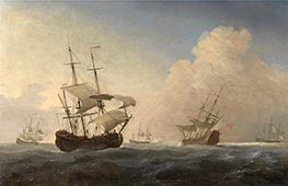 English Warships Heeling in the Breeze Offshore | Willem van de Velde | Painting Reproduction