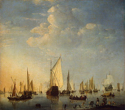 Ships in a Calm Sea, 1653 | Willem van de Velde | Painting Reproduction