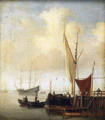 Harbor Scene, c.1650/07 | Willem van de Velde | Painting Reproduction