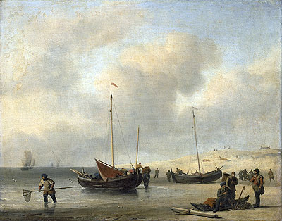 Fishermen's Boats at the Beach, c.1650/07 | Willem van de Velde | Painting Reproduction