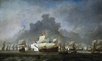 The Fight of Michiel Adriaensz the Ruyter against the duke of York on the 'Royal Prince', 7 June 1672, c.1672/07 | Willem van de Velde | Painting Reproduction