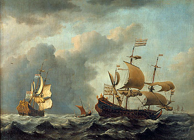 The 'Gouden Leeuw' at Sea in Heavy Weather, 1671 | Willem van de Velde | Painting Reproduction