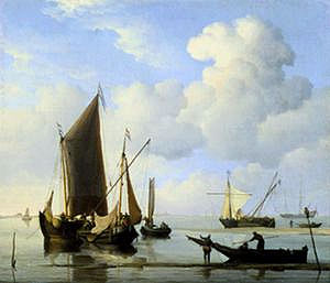 Stille: Fischerboote bei Niedrigwasser | Willem van de Velde | Gemälde Reproduktion