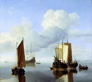 Stille: Fischerboote unter Segel | Willem van de Velde | Gemälde Reproduktion