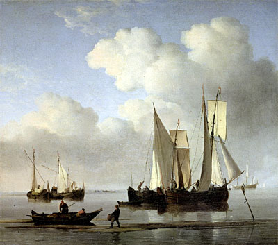 A Wijdship, a Keep and Other Shipping in Calm, undated | Willem van de Velde | Gemälde Reproduktion