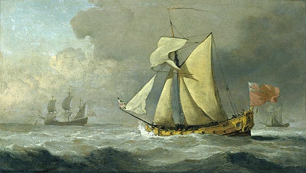 The Cleveland Yacht at Sea in a Fresh Breeze, 1678 | Willem van de Velde | Gemälde Reproduktion