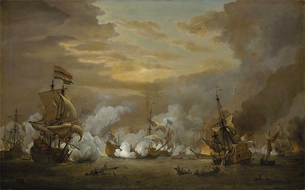 The Battle of the Texel, 11-21 August 1673, c.1680 | Willem van de Velde | Painting Reproduction