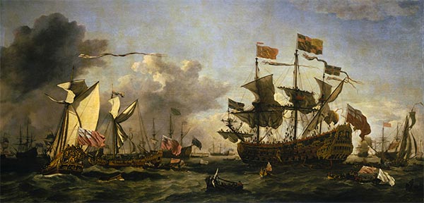 A Royal Visit to the Fleet in the Thames Estuary, 1672, c.1694/96 | Willem van de Velde | Gemälde Reproduktion