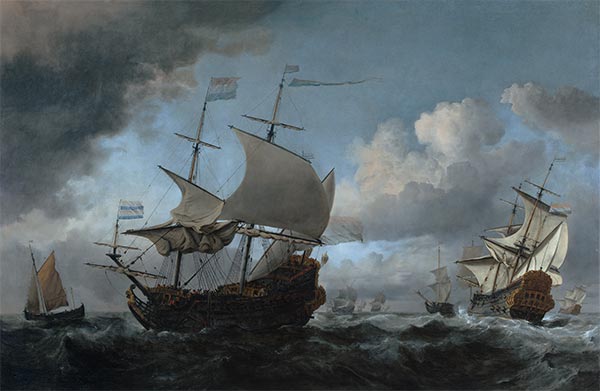 Die holländische Flotte versammelt sich vor der viertägigen Schlacht vom 11.-14. Juni 1666 | Willem van de Velde | Gemälde Reproduktion