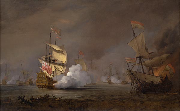 Sea Battle of the Anglo-Dutch Wars, c.1700 | Willem van de Velde | Painting Reproduction