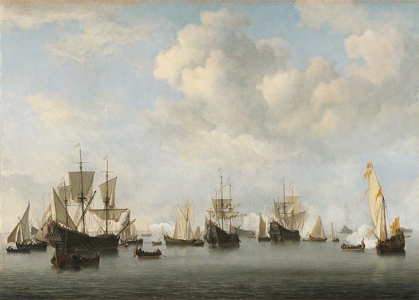 The Dutch Fleet in the Goeree Roads, c.1672/73 | Willem van de Velde | Gemälde Reproduktion