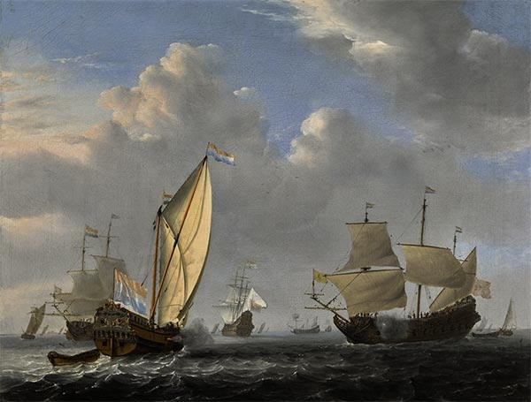 A States Yacht from the Admiralty of Amsterdam, 1654 | Willem van de Velde | Painting Reproduction