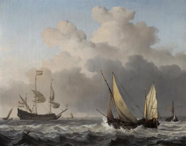Ein Wijdschip bei frischer Brise, c.1665/70 von Willem van de Velde | Gemälde-Reproduktion
