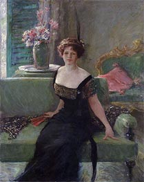 Portrait of a Lady in Black (Annie Traquair Lang), 1911 von William Merritt Chase | Gemälde-Reproduktion