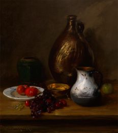 Stilleben (Obst und Töpferwaren), c.1905/06 von William Merritt Chase | Gemälde-Reproduktion