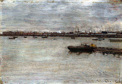 East River, c.1870/85 by William Merritt Chase | Painting Reproduction