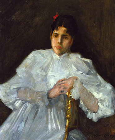 Girl in White, c.1890 by William Merritt Chase | Painting Reproduction