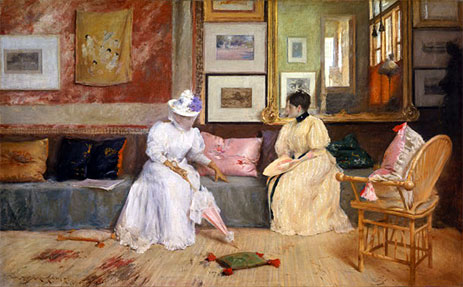 A Friendly Call, 1895 by William Merritt Chase | Painting Reproduction