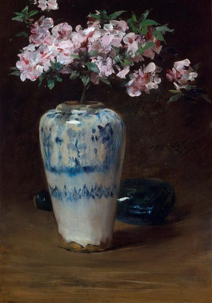 Rosa Azalee-Chinesische Vase | William Merritt Chase | Gemälde Reproduktion