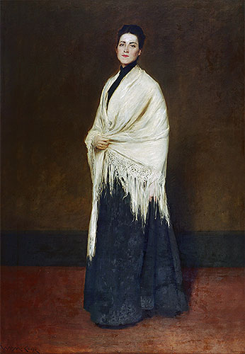 Lady with the White Shawl, 1893 by William Merritt Chase | Painting Reproduction