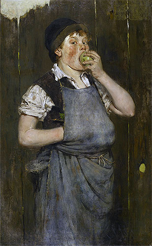 Boy Eating Apple (The Apprentice), 1876 by William Merritt Chase | Painting Reproduction