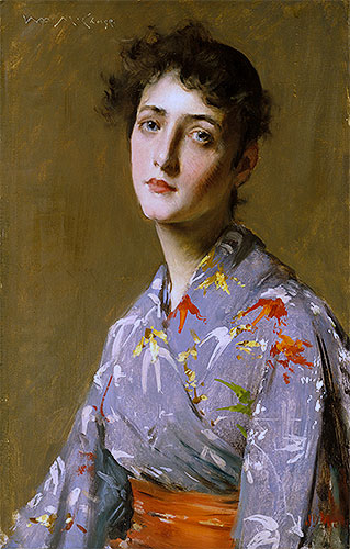 Girl in a Japanese Costume, c.1890 | William Merritt Chase | Painting Reproduction